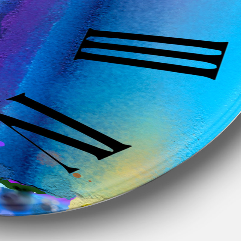 Bleu ciel abstrait paysage II - horloge murale moderne, Grand