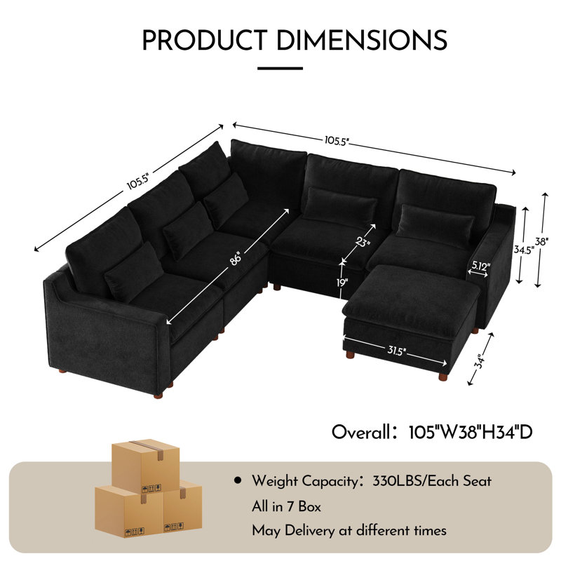 Canapé modulaire 5 places French Seam