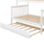 Lit superposé simple au-dessus d'un lit double avec lit gigogne et escalier en blanc - Escalier en matériau de construction-1456837603-1456837604