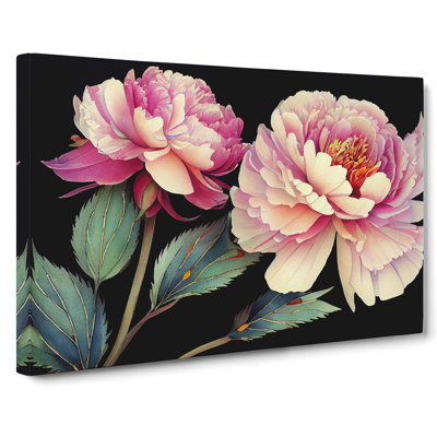 Watercolour Peony Flowers Vol.1 - Wrapped Canvas