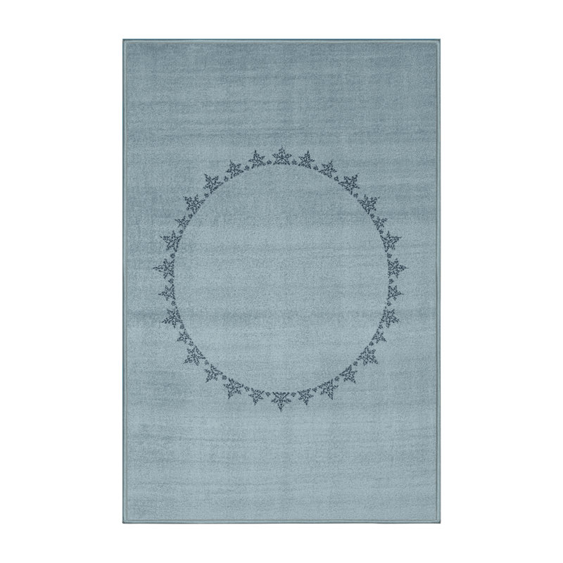 Soft Plush Feingold July 4Th Modern & Contemporary Abstract Area Rug in Blue – SkyBlue Binding, 2x4