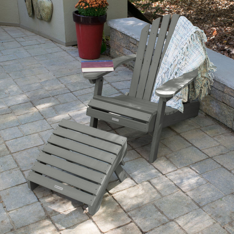Anette 2-Piece Adirondack Chair and Ottoman Set, Coastal Teak