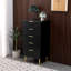 Ailean Ribbed 5 Drawer Tallboy Chest of Drawers – White or Black Gloss Fluted Fronts with Gold Legs & Handles (50cm Wide)-654917053