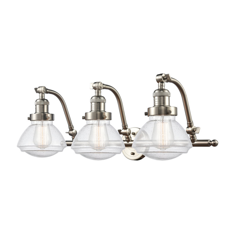 Éclairage pour salle de bain 3 lumières avec abat-jour en verre l 26 po Chesterville, Ampoule incandescente rétro de 60 watts
