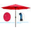 Parasol d'extérieur 10pi sans rabat en rouge - 8 baleines, inclinable, manivelle, poteau de 38 mm, embellissement de 120 po x 96 po