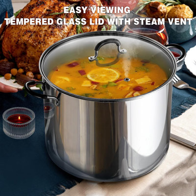 Cook N Home Professional 8 Quart Stainless Steel Stock Pot with Lid, Large Pot with Stay-Cool Handles, Stockpot for Pasta, Spaghetti, Compatible with Most Stovetops, Dishwasher Safe