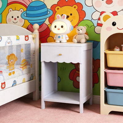 Tables de chevet modernes gain de place, en bois d'ingénierie, bord festonné, lavande pour chambre à coucher