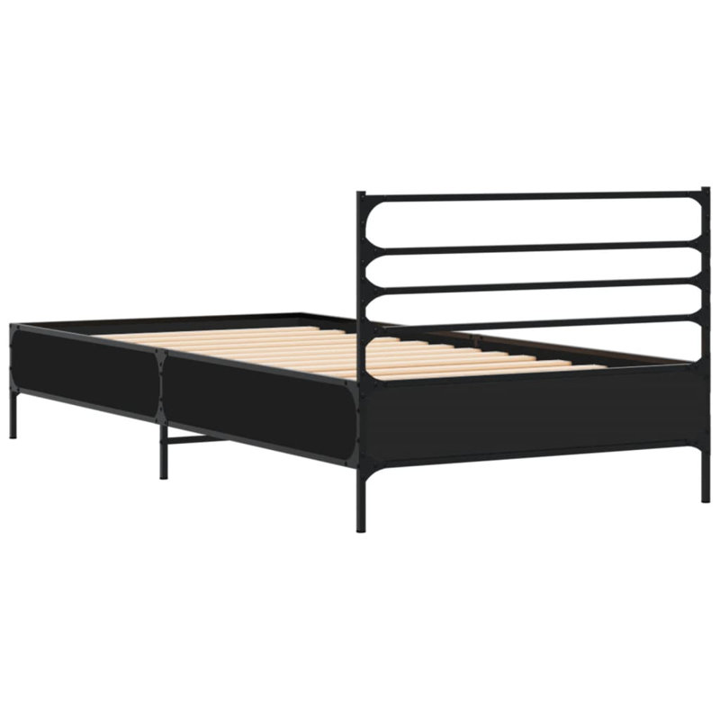 Achillefs Bed, Black, European Single (90 x 200cm)