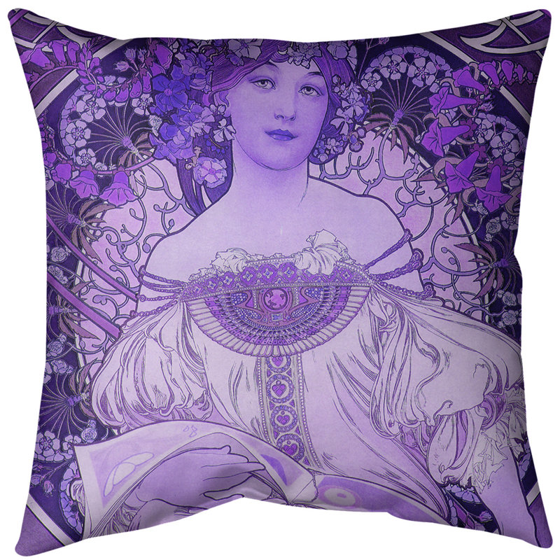 Oreiller en dollar alphonse mucha bougon reading, Bourre en polyester, Mauve, Polyester filé
