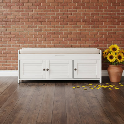Banc à chaussures avec coussin amovible et espace de rangement caché
