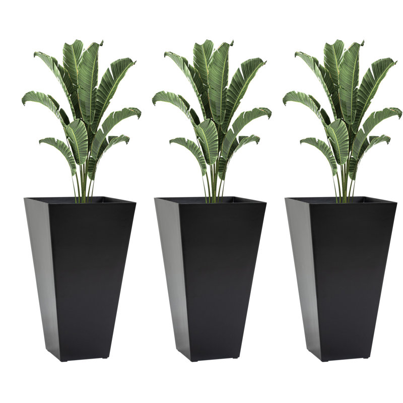Ensemble de 3 grandes jardinières avec trou de drainage Outsunny, pots à fleurs d'extérieur de 28 po, jardinières d'intérieur pour patio et terrasse