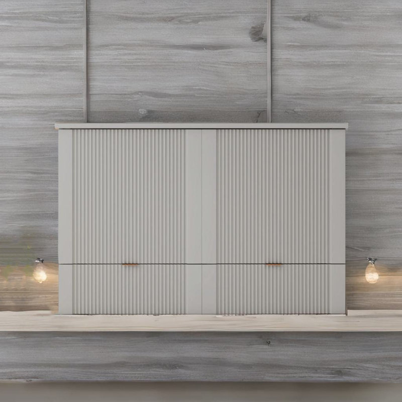 Lit escamotable double pleine grandeur, blanc, Double, gris
