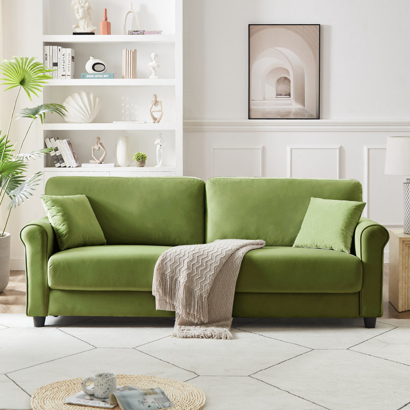 82.48'' Velvet Sofa, Green