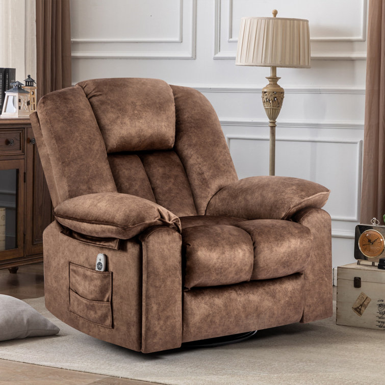 Massage Recliner PU Leather Sofa Chair for Elderly, Padded Seat Cushions  Chair with Heating and Massage Vibrating Function, Reclines to 150 Degrees,  Extending Footrest, Brown 