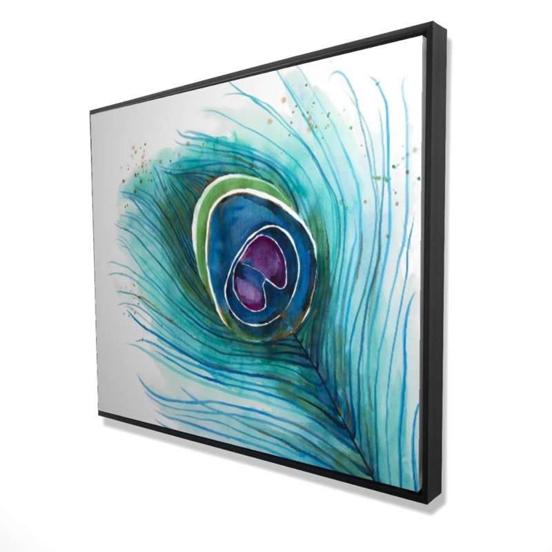 Peacock Feather Closeup Print On Canvas