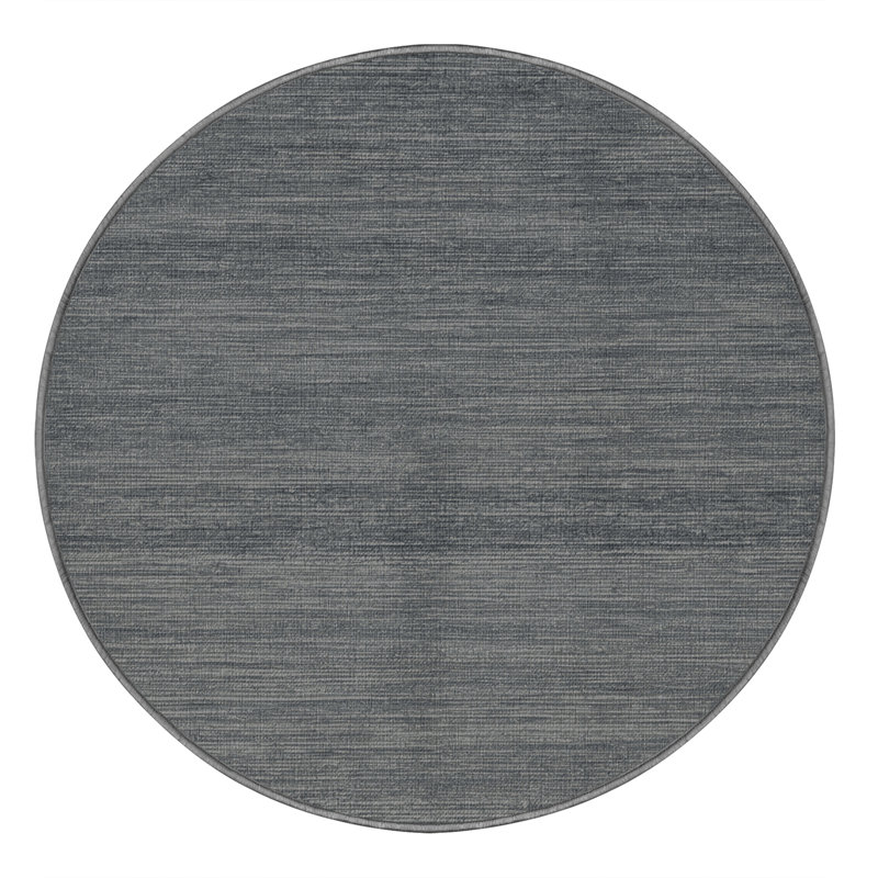 Machine Washable Solid Gray Area Rug, Round 8'