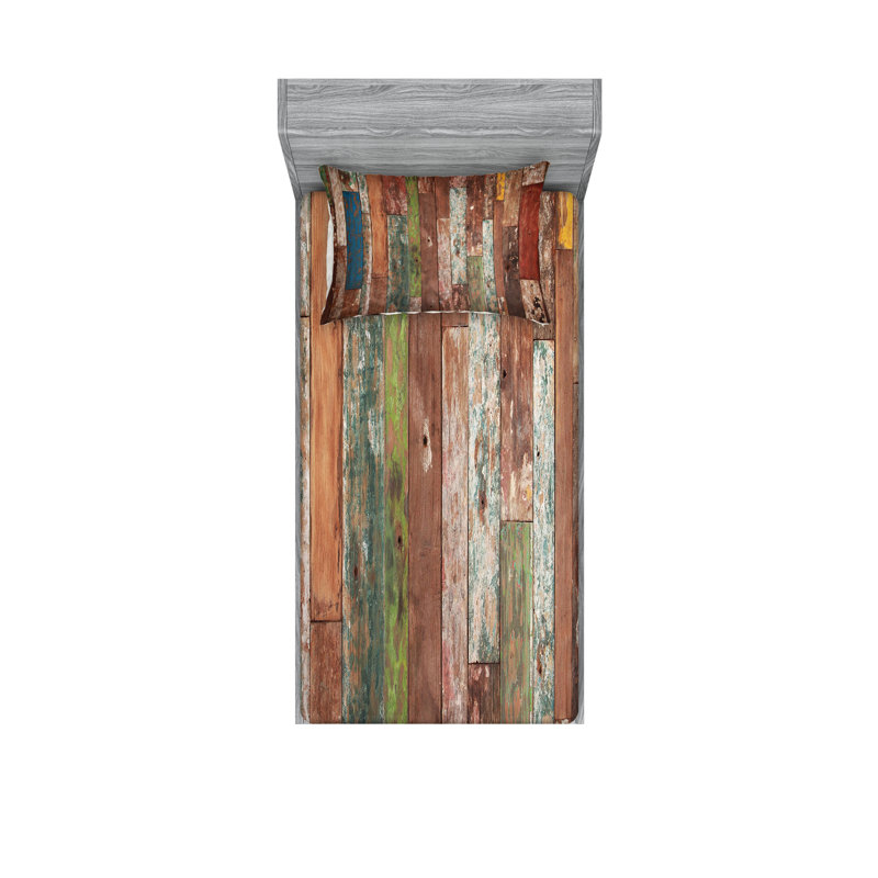 Multicolore ensemble de draps et taies décoratifs Ambesonne, Ensemble de draps pour lit simple avec deux taies 