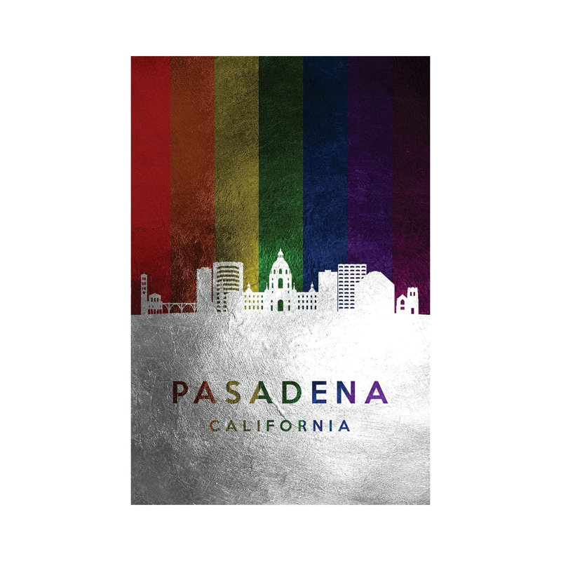 Pasadena California Spectrum Skyline by Adrian Baldovino - Wrapped Canvas Print, 20.32 cm H x 30.48 cm W