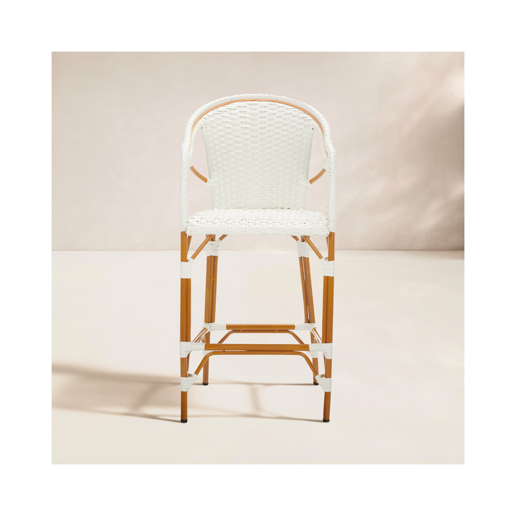 Popplewell 46.5'' Aluminum Outdoor Bar Stool, White