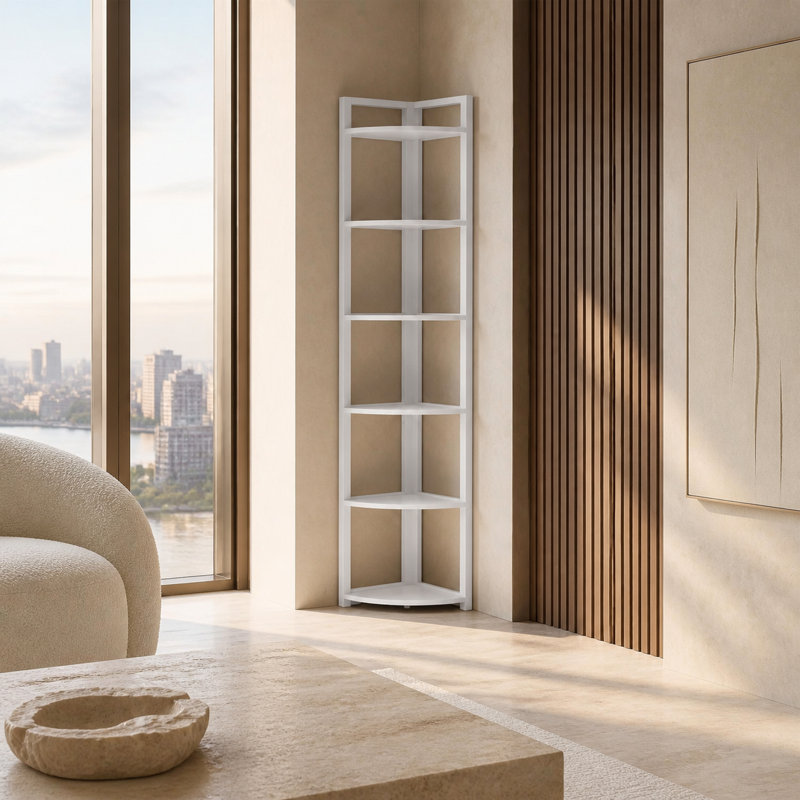 Bibliothèque de luxe 70,87 "avec cadre en métal robuste, solution de rangement de qualité supérieure, Blanc