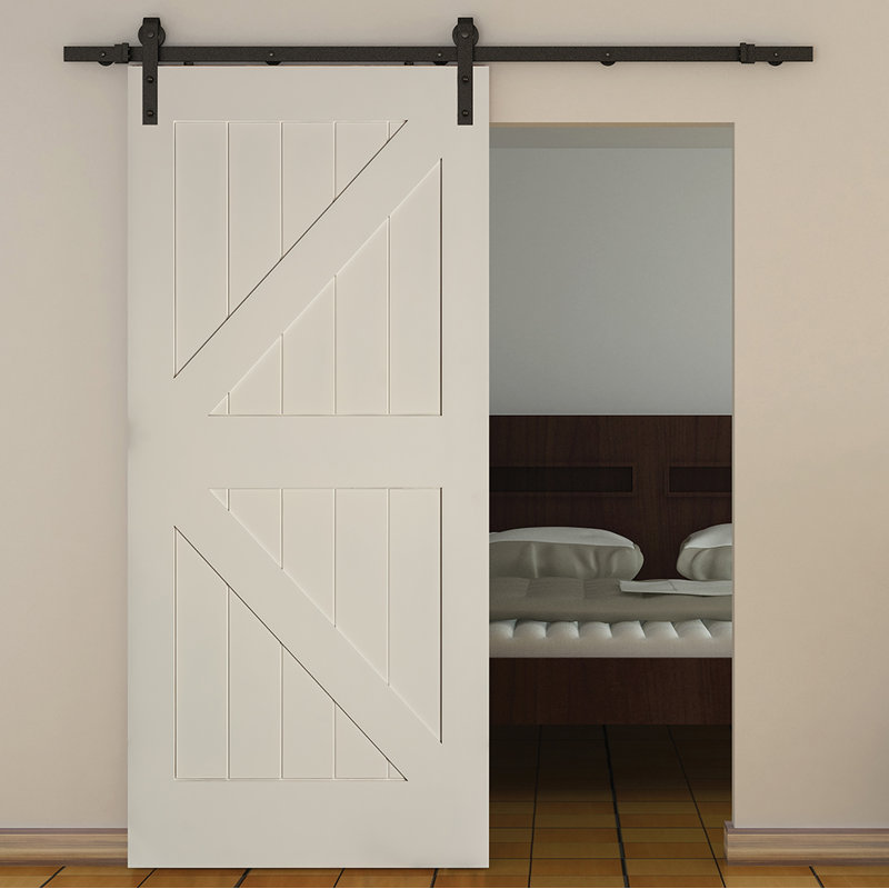 British Brace Black Solid Core Barn Door with Flat Track