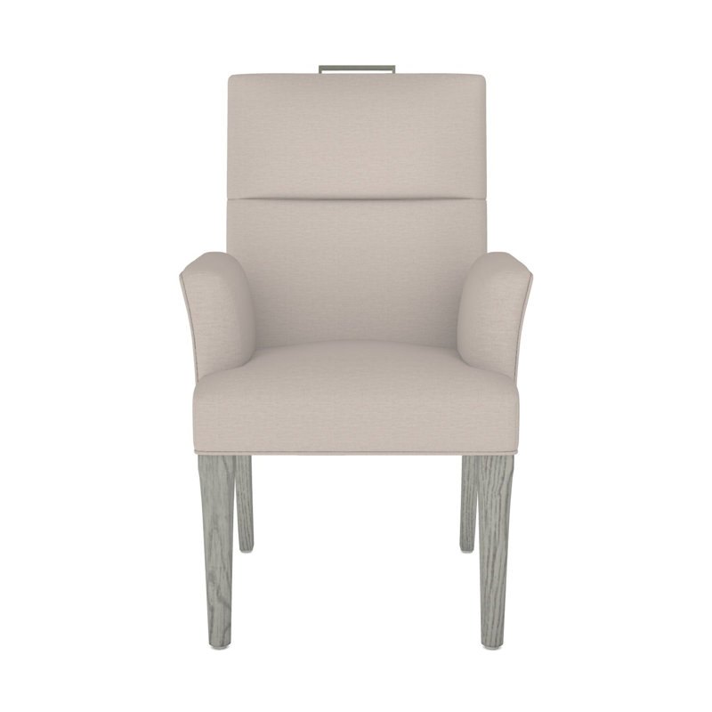 Thom Filicia Home Fabric Tight Back Arm Chair, Dove Gray, Nadia Steam