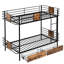 Lit superposé en métal noir pour lit simple TG - 2 tiroirs de rangement, garde-corps intégré, fabrication stable, installation facile-1429505491