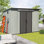 Remise de rangement extérieure en résine 6 x 9 pi avec fenêtres transparentes et évents à persiennes, remise à outils en plastique avec portes verrouillables doubles et toit incliné, remise de jardin extérieure pour la cour, le patio, la pelouse