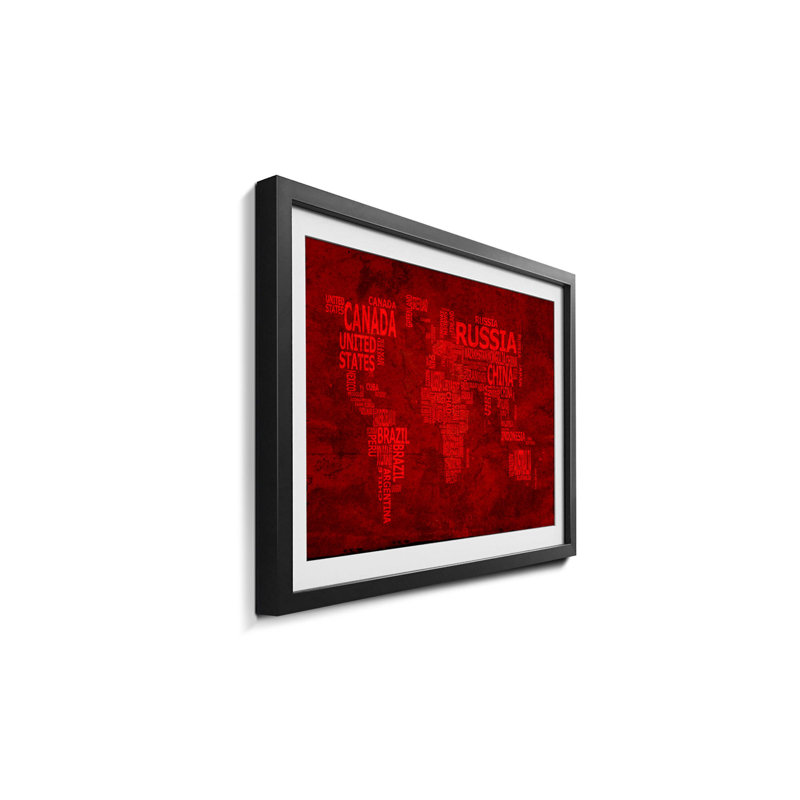 Weltkarten Worldmap No.18 1 Piece Single Picture Frame Wall Art, 40cm H x 60cm W x 2.2cm D