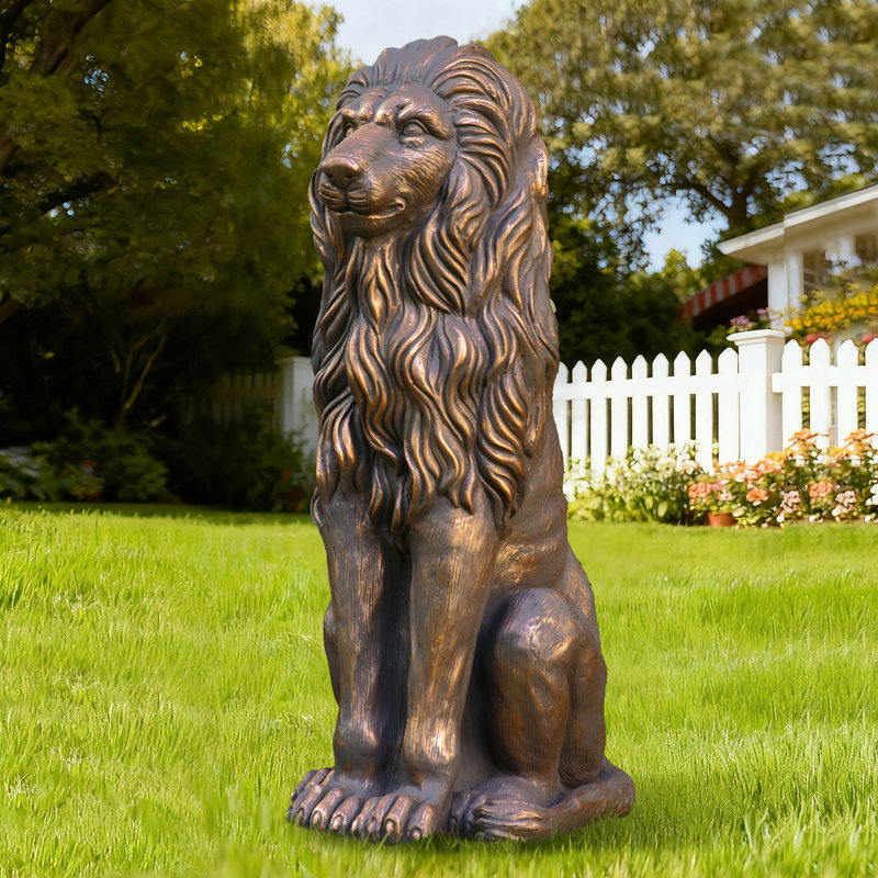Statue de jardin lion surdimensionnée 36,5 "H MGO, Bronze