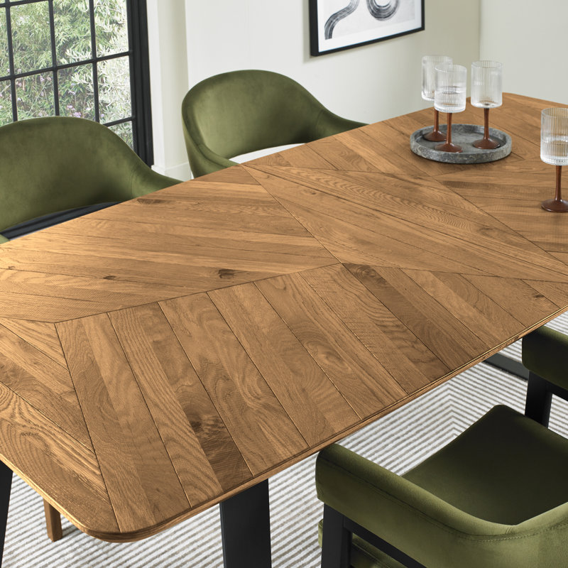 Airius Extendable Metal Base Dining Table, H76 x L160 x W92cm, Oak