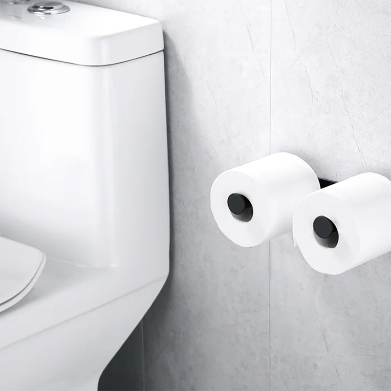 Porte-papier hygiénique mural double, Noir mat