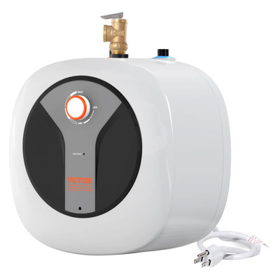 Mini chauffe-eau électrique Réservoir de 2,5 gallons, réservoir de 1440W de chaudière à eau chaude, soupape de sécurité à pression de température facile à installer, pour salle de bain Kichen, tablette murale fixée au sol