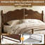 Structure de lit très grand, lit en bois de style américain rétro classique avec tête de lit courbée, cadre de lit plateforme avec support solide, aucun sommier requis, mobilier de chambre traditionnel-133423339-133423338