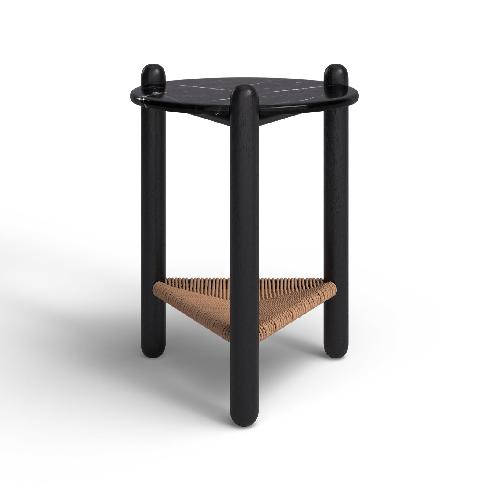 Trish End Table, Black, Black Marble