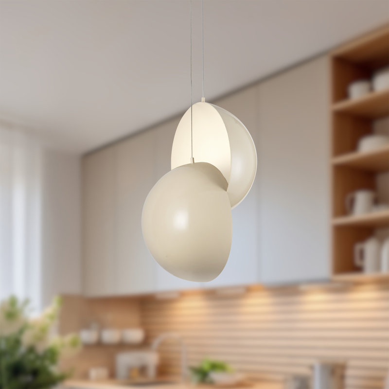 Luminaire suspendu DEL blanc perle 24 po à intensité variable, Blanc
