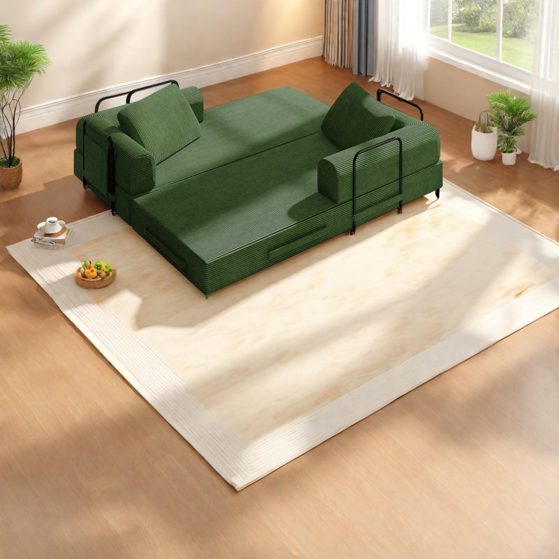 Space-saving Corduroy Sofas Jade, Modern Convertible Sleeper For Home