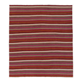 Vintage  Bidjar Kilim, Bold Striped Pattern In Red And Pink - Rug & Kilim