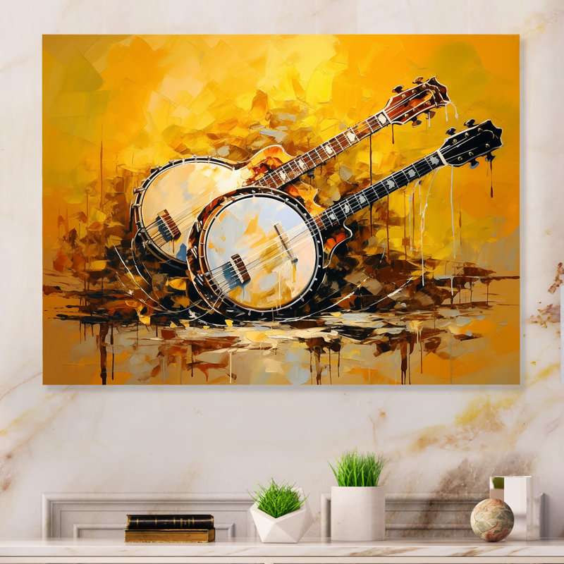 «Music Banjo Bliss Sunny Yellow I» sur, H 24 po x l 32 po x P 1 po