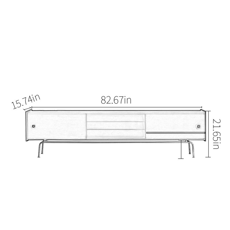 Meuble télé en bois massif de style rétro, H 21,65 po x L 82,67 po x l 15,74 po