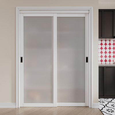 Porte coulissante en verre givré de 80 po pour garde-robe et garde-manger
