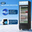 Réfrigérateur commercial pour boissons, réfrigérateur à une porte vitrée avec circulation à 360 °, sans givre, tablettes réglables, réfrigérateur à boissons