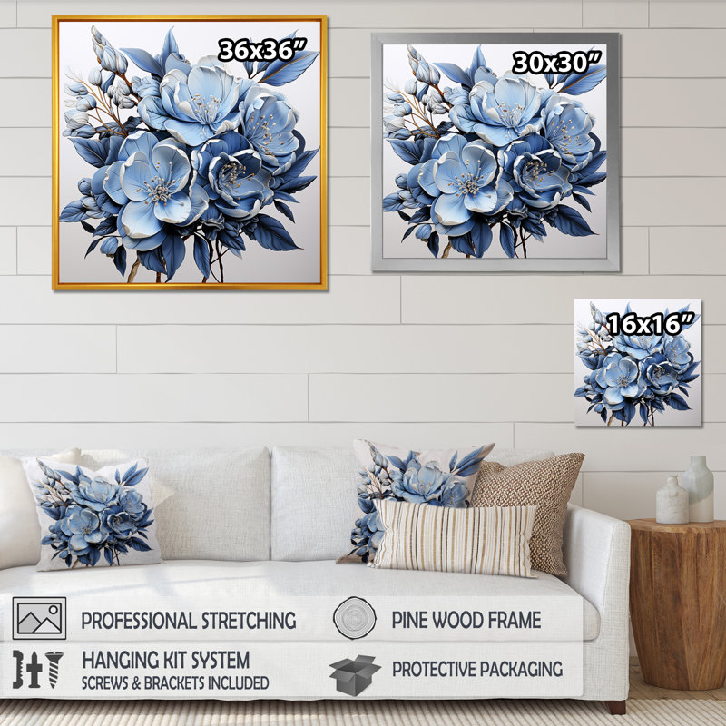 «A Bouquet Of Rhododendrons I» sur toile, H 30 po x l 30 po x P 1 po, Cadre flottant doré