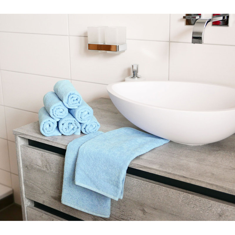 Midweight Fingertip Towel, Light Blue