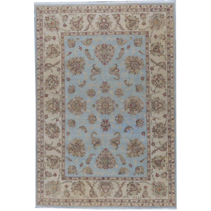 Tapis bleu de haute qualité noué à la main