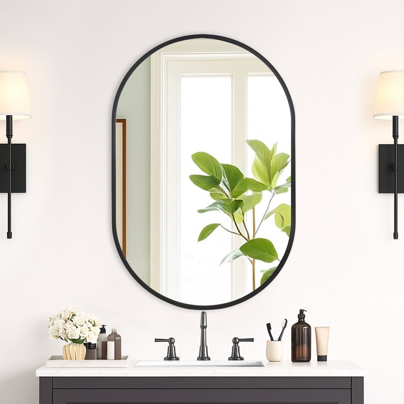 Miroir mural ovale en métal, 36 po x 24 po