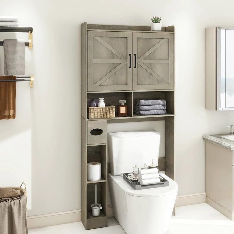 Layleigh Freestanding Over The Toilet Storage, Gray Wood