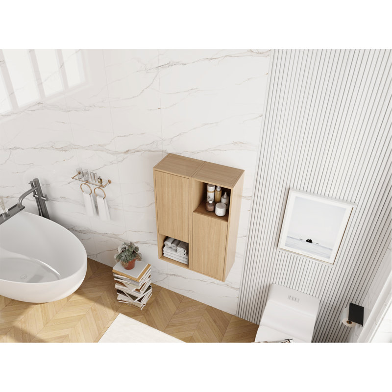 Armoire murale 24 po, porte à fermeture douce, convenant à une petite salle de bain, bureau, pièce de rangement, chêne d'origine - 12 * 2