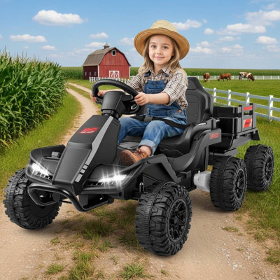 24V Ride On Toys for Big Kids with Detachable Trailer and Remote Control