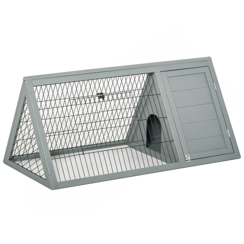 Cage à lapins 46 po x 24 po en bois avec cage extérieure, Gris
